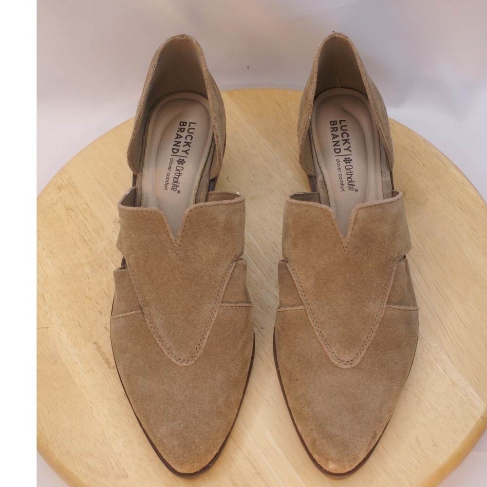 Lucky Brand Minnsy2 Tan Brown Suede Leather Cutout d'Orsay Booties Womens 8.5M